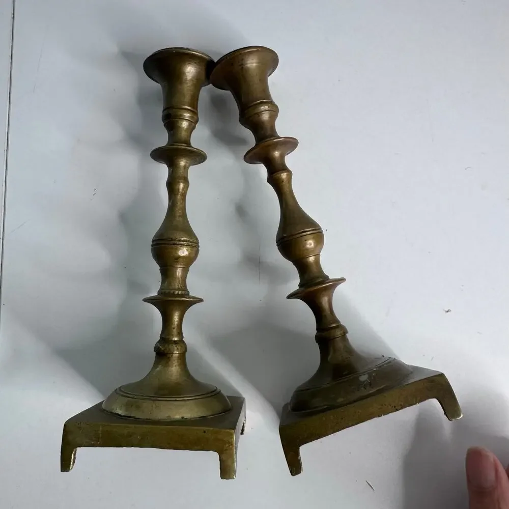 Vintage Pair Brass Candlesticks Holders Home Decor House Office MCM Mid Century